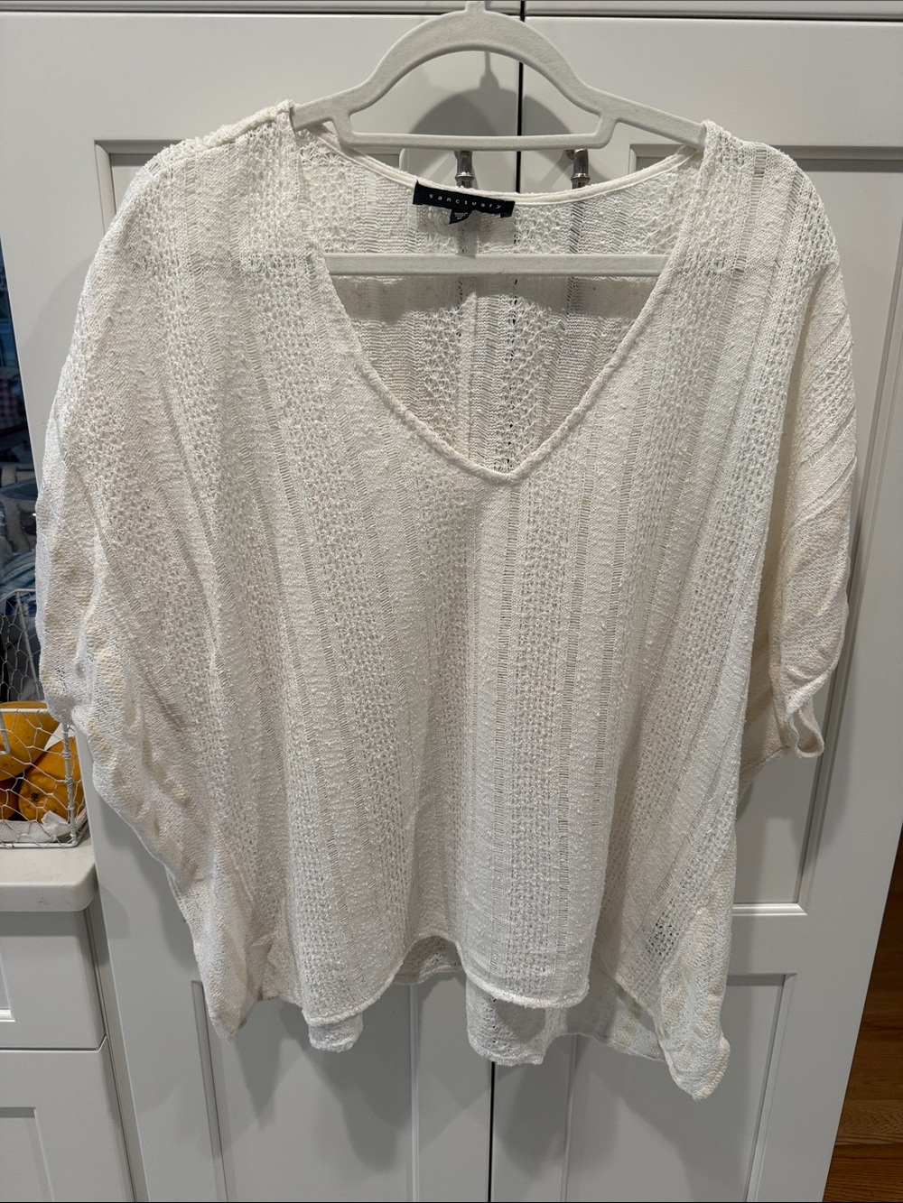 Sanctuary Cream Open-Knit V-Neck Tunic
